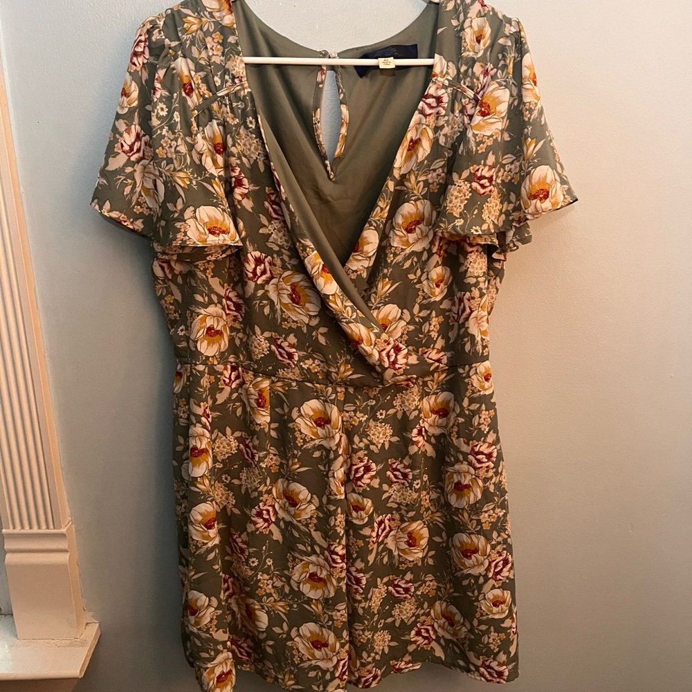 Blue Rain Brown Cream Ruffled Wrap Sundress